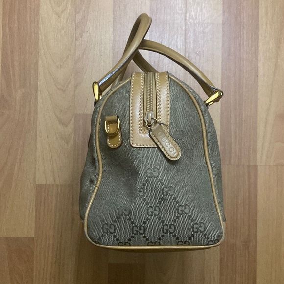 Vintage Gucci Monogram Boston Canvas Leather Handbag Shoulder Bag Made in Italy - Picture 2 of 9